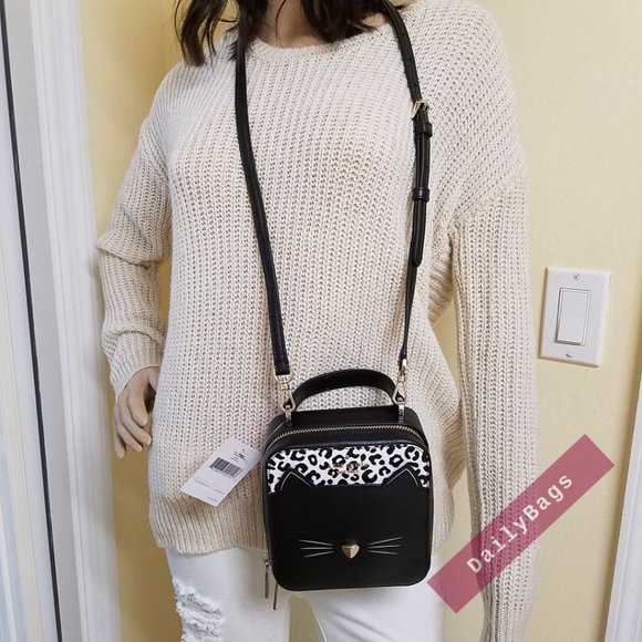 NWT KATE SPADE DAISY MEOW CROSSBODY BLACK LEOPARD WHITE WKR00600 100% AUTHENTIC - Picture 6 of 13